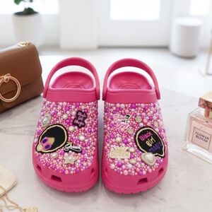 Crocs BAE "Black Girl Magic"  Handmade Custom Clogs Women’s 9